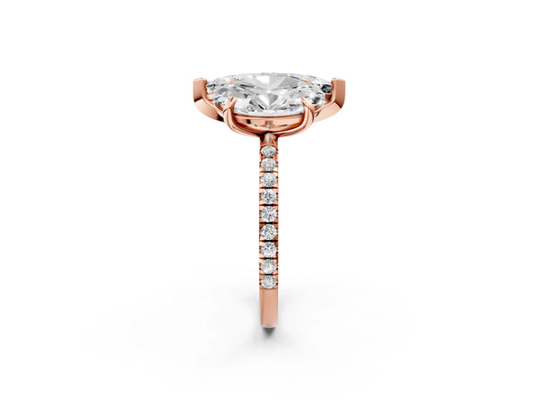 Rose gold Oval and Marquise Toi Moi Ring with Prong Setting and Micro Pave Band