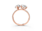 Rose gold Oval and Marquise Toi Moi Ring with Prong Setting and Micro Pave Band 3