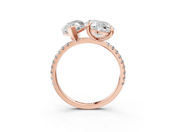 Rose gold Oval and Marquise Toi Moi Ring with Prong Setting and Micro Pave Band