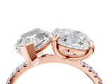 Rose gold Oval and Marquise Toi Moi Ring with Prong Setting and Micro Pave Band 4