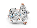 Rose gold Oval and Marquise Toi Moi Ring with Prong Setting and Pave Band_75