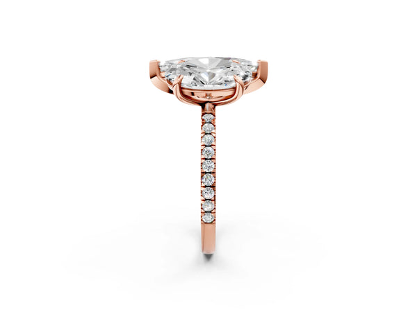 Rose gold Oval and Marquise Toi Moi Ring with Prong Setting and Pave Band