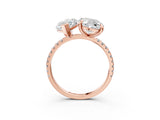 Rose gold Oval and Marquise Toi Moi Ring with Prong Setting and Pave Band_78