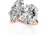 Rose gold Oval and Marquise Toi Moi Ring with Prong Setting and Plain Band_41