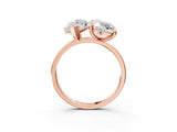 Rose gold Oval and Marquise Toi Moi Ring with Prong Setting and Plain Band_43