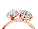 Rose gold Oval and Marquise Toi Moi Ring with Prong Setting and Plain Band_44