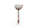 Rose gold Oval and Pear Toi Moi Ring with Prong Setting and Micro Pave Band 2