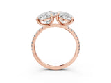 Rose gold Oval and Pear Toi Moi Ring with Prong Setting and Micro Pave Band 3