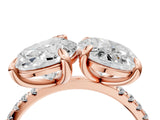 Rose gold Oval and Pear Toi Moi Ring with Prong Setting and Micro Pave Band 4