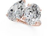 Rose gold Oval and Pear Toi Moi Ring with Prong Setting and Pave Band 1