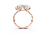Rose gold Oval and Pear Toi Moi Ring with Prong Setting and Pave Band 3