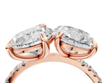 Rose gold Oval and Pear Toi Moi Ring with Prong Setting and Pave Band 4