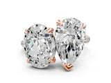 Rose gold Oval and Pear Toi Moi Ring with Prong Setting and Pave Band