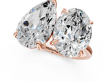 Rose gold Oval and Pear Toi Moi Ring with Prong Setting and Plain Band 1