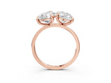 Rose gold Oval and Pear Toi Moi Ring with Prong Setting and Plain Band 3