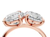 Rose gold Oval and Pear Toi Moi Ring with Prong Setting and Plain Band 4