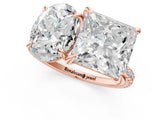 Rose gold Oval and Princess Toi Moi Ring with Prong Setting and Micro Pave Band 1