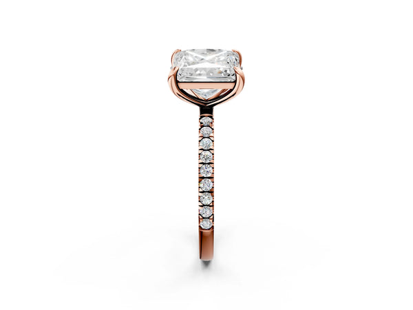 Rose gold Oval and Princess Toi Moi Ring with Prong Setting and Micro Pave Band