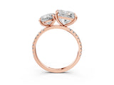 Rose gold Oval and Princess Toi Moi Ring with Prong Setting and Micro Pave Band 3