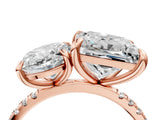Rose gold Oval and Princess Toi Moi Ring with Prong Setting and Micro Pave Band 4