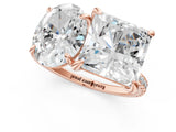 Rose gold Oval and Princess Toi Moi Ring with Prong Setting and Pave Band 1