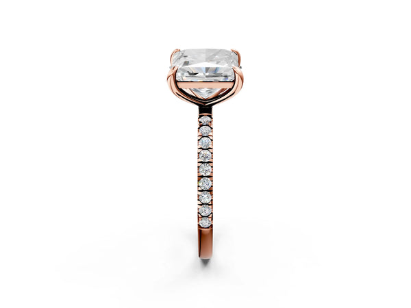 Rose gold Oval and Princess Toi Moi Ring with Prong Setting and Pave Band