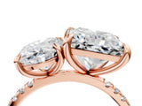 Rose gold Oval and Princess Toi Moi Ring with Prong Setting and Pave Band 4