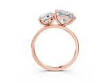 Rose gold Oval and Princess Toi Moi Ring with Prong Setting and Plain Band 3