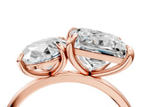 Rose gold Oval and Princess Toi Moi Ring with Prong Setting and Plain Band 4