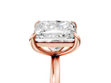 Rose gold Oval and Princess Toi Moi Ring with Prong Setting and Plain Band 5