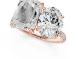 Rose gold Oval and Radiant Toi Moi Ring with Prong Setting and Micro Pave Band 1