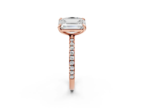 Rose gold Oval and Radiant Toi Moi Ring with Prong Setting and Pave Band