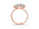 Rose gold Oval and Radiant Toi Moi Ring with Prong Setting and Pave Band_125