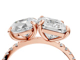 Rose gold Oval and Radiant Toi Moi Ring with Prong Setting and Pave Band_126