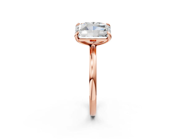 Rose gold Oval and Radiant Toi Moi Ring with Prong Setting and Plain Band
