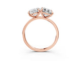 Rose gold Oval and Radiant Toi Moi Ring with Prong Setting and Plain Band 3