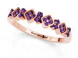Rose gold Pavé Cushion Amethyst Cluster Eternity Band with Prong Setting_19