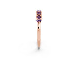 Rose gold Pavé Cushion Amethyst Cluster Eternity Band with Prong Setting_20