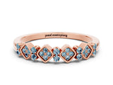 Rose gold Pavé Cushion Aquamarine Cluster Eternity Band with Prong Setting_18