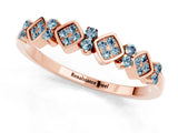 Rose gold Pavé Cushion Aquamarine Cluster Eternity Band with Prong Setting_19
