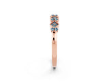 Rose gold Pavé Cushion Aquamarine Cluster Eternity Band with Prong Setting_20