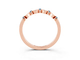 Rose gold Pavé Cushion Aquamarine Cluster Eternity Band with Prong Setting_21