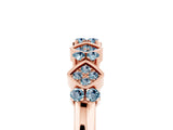 Rose gold Pavé Cushion Aquamarine Cluster Eternity Band with Prong Setting_23