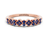 Rose gold Pavé Cushion Blue Sapphire Cluster Eternity Band with Prong Setting_18