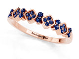 Rose gold Pavé Cushion Blue Sapphire Cluster Eternity Band with Prong Setting_19
