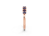 Rose gold Pavé Cushion Blue Sapphire Cluster Eternity Band with Prong Setting_20