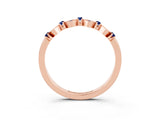 Rose gold Pavé Cushion Blue Sapphire Cluster Eternity Band with Prong Setting_21