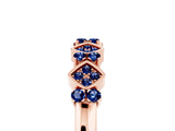 Rose gold Pavé Cushion Blue Sapphire Cluster Eternity Band with Prong Setting_23