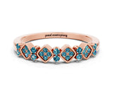 Rose gold Pavé Cushion Blue Topaz Cluster Eternity Band with Prong Setting_18