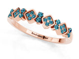 Rose gold Pavé Cushion Blue Topaz Cluster Eternity Band with Prong Setting_19